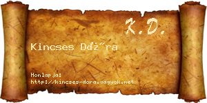 Kincses Dóra névjegykártya